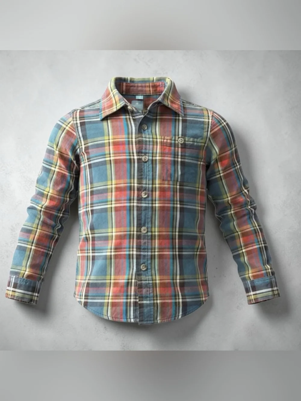Baby Gap Boys Plaid Flannel Shirt Sz 5 Blue Red Multicolor Long Sleeve Button Up
